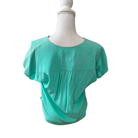 Amanda Uprichard Draped Surplice Flutter Sleeve Top Seafoam Green S - Picture 4 of 6